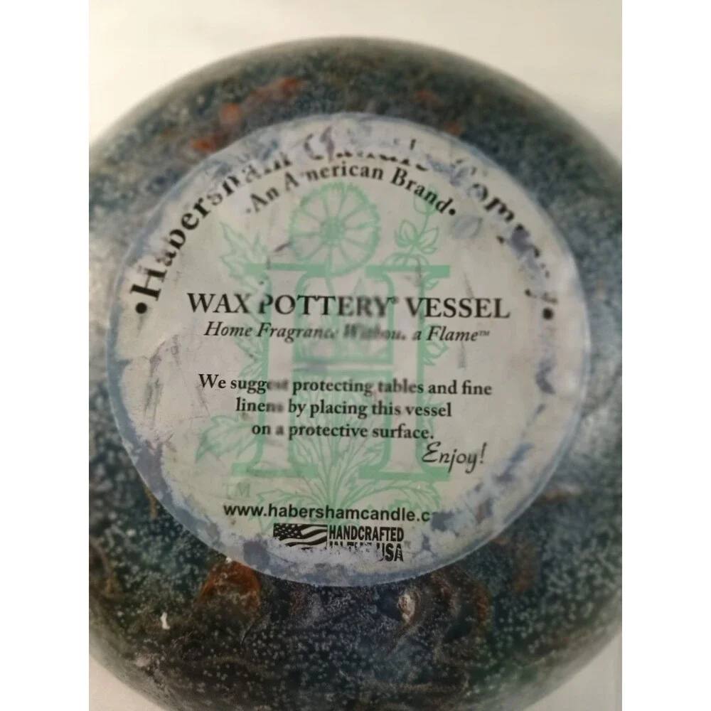Habersham Candle Company Blue Wax Pottery Vessel W Pressed Flowers Flameless - Picture 4 of 11